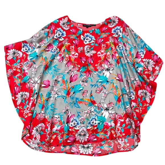 Tolani Collection Floral Boho Tunic Kimono Top LP Pink Blue Modal - Picture 12 of 12